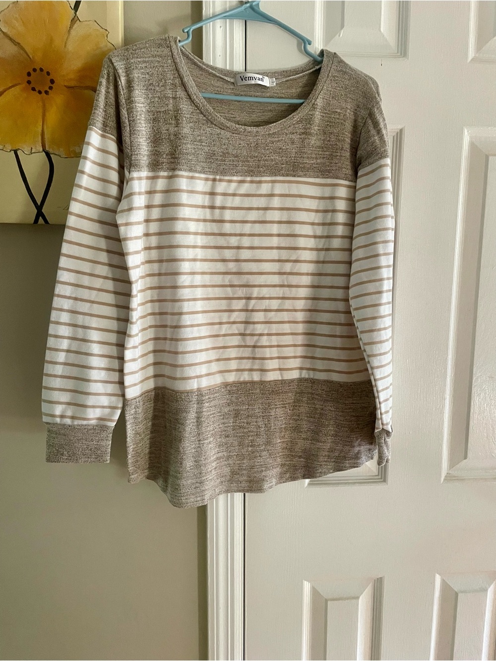 Neutral Stripe Crewneck Sweater - Cream & Tan